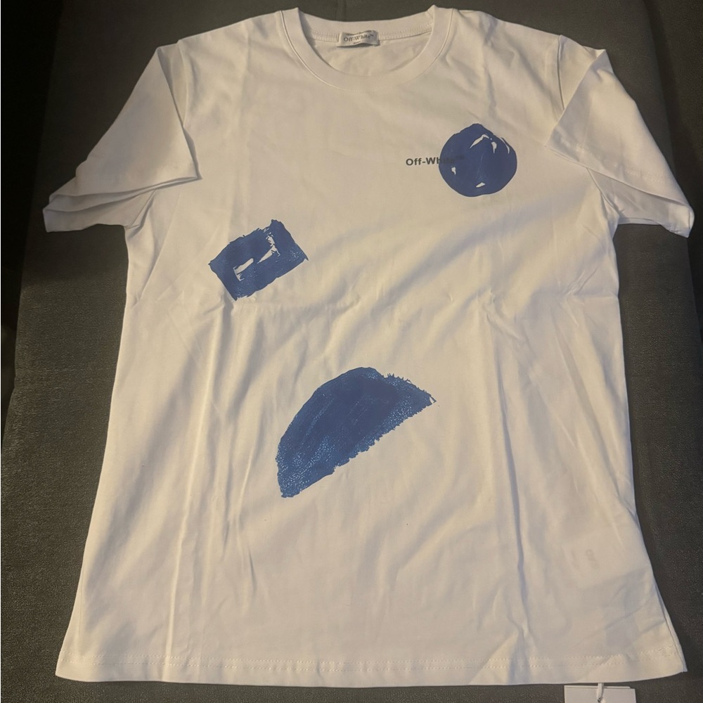 Off-White White and Blue Short Sleeve Tee